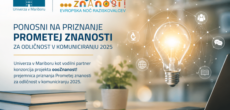 Univerza v Mariboru za projekt oooZnanost! prejela priznanje Prometej znanosti 2025